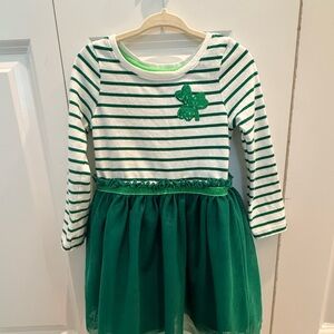 Cat & Jack st Patrick’s day Green and White Striped dress 3t